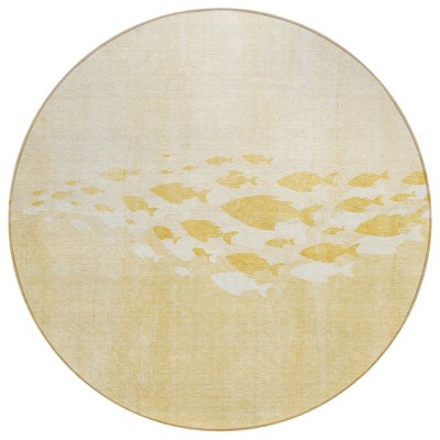 Gold Yellow And Wheat Nautical Washable Indoor Outdoor Area Rug