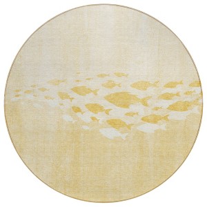 Gold Yellow And Wheat Nautical Washable Indoor Outdoor Area Rug - 1 of 4