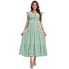 Women Summer Bohemian Floral Casual Wrap Midi Sun Dress - 4 of 4