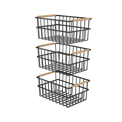 Oceanstar 2-tier Storage Kitchen Wire Basket Stand, Black : Target