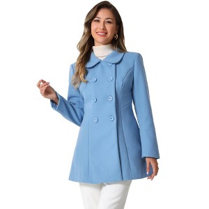 INSPIRE CHIC Women's Christmas Peter Pan Collar Double Breasted Long Trench Winter Pea Coat - 1 of 4