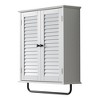 VANIRROR White Wall-Mounted MDF Bathroom Cabinet with Adjustable Shelves & Towel Bar – Over Toilet Storage Cabinet with Two Louvered Doors - 2 of 4