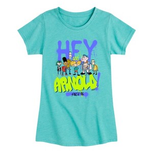 Girls' - Hey Arnold! - Arnold and Gerald Skateboard Fitted Short Sleeve Graphic T-Shirt - 1 of 4