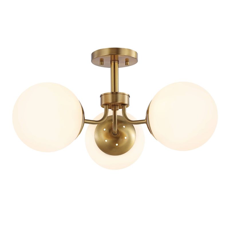 23.5&#34; LED 3-Light Olivier Iron/Frosted Glass Pendant Gold/White - JONATHAN Y, 1 of 7