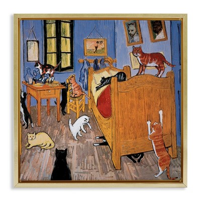 Stupell Industries Cats in Bedroom Classics Parody, 25" x 25"