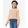 Girls Crewneck Knit Pullover Sweaters Long Lantern Sleeve Oversized Knit Cute Jumper Tops - 3 of 4