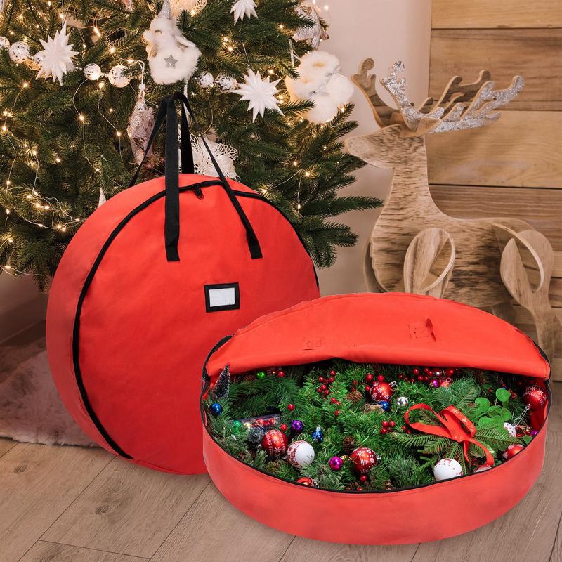 2pcs Red Large Christmas Wreath Storage Bags 36in, 1 of 6