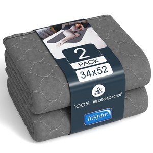 Inspire Underpads | Stain Hiding Gray - Reusable Incontinence Bed Pads Waterproof Mattress Pad    (34 X 52 - 2 Pack) - 1 of 4