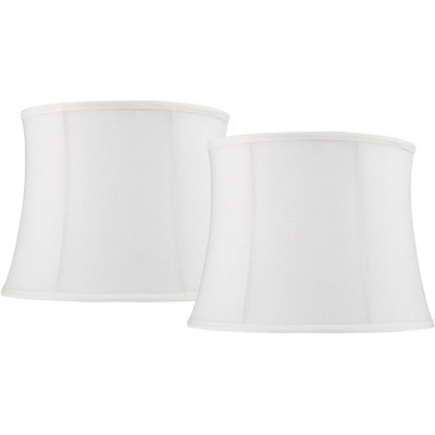 Springcrest Set of 2 Drum Print Lamp Shades White Cream Medium 11.5" Top x 13.5" Bottom x 10" High Spider Harp and Finial Fitting