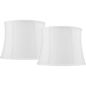 Springcrest Set of 2 Drum Print Lamp Shades White Cream Medium 11.5" Top x 13.5" Bottom x 10" High Spider Harp and Finial Fitting - 1 of 4