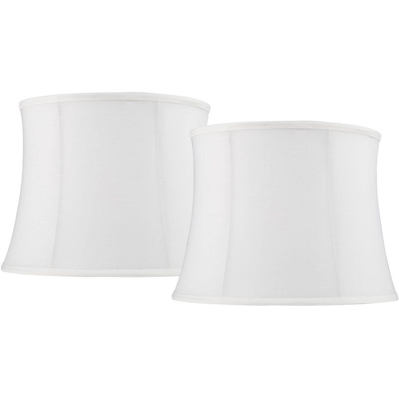 Springcrest Set of 2 Drum Print Lamp Shades White Cream Medium 11.5" Top x 13.5" Bottom x 10" High Spider Harp and Finial Fitting, 1 of 10