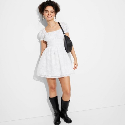 Women's Burnout Fit & Flare Mini Skater Dress - Wild Fable™ White S