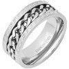 Steeltime Men's stainless steel cuban chain inlay and greek key accents band ring. Color Options: Silver, Gold. Size 9-12 - 2 of 4