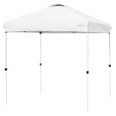 Tangkula 6.6’ x 6.6’ Pop-up Canopy Tent Outdoor Camping Sun Shelter w/ Portable Roller Bag & 4 Weight Bags Blue/ White/ Grey