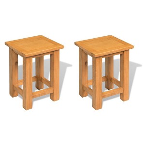 vidaXL End Tables 2 pcs 10.6"x9.5"x14.6" Solid Oak Wood - 1 of 4