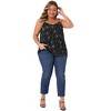 Agnes Orinda Women's Plus Size Floral Adjustable Spaghetti Strap V Neck Sleeveless Cami Summer Casual Tunic Tank - 3 of 4