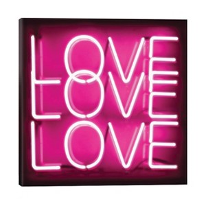 Neon Love Love Love Pink on Black by Hailey Carr Unframed Wall Canvas - iCanvas - 1 of 3