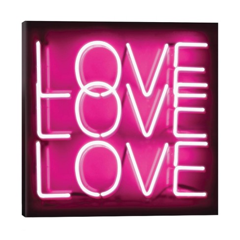 Neon Love Love Love Pink on Black by Hailey Carr Unframed Wall Canvas - iCanvas - image 1 of 3