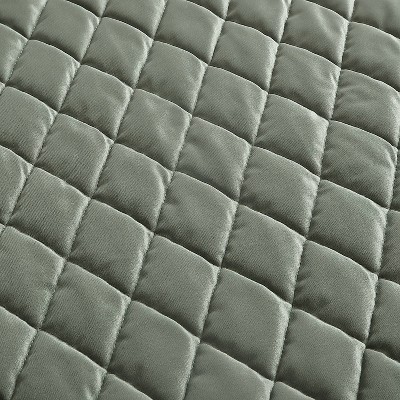 Twin Dark Green Velvet Reversible Quilt Set