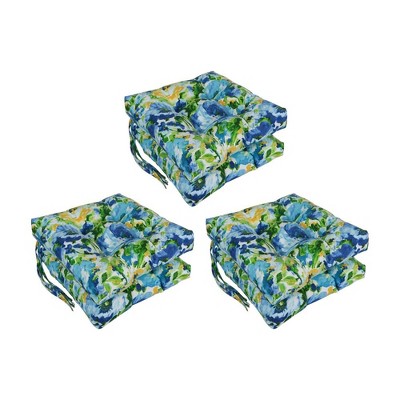Blazing Needles, 16-inch Spun Polyester Patterned Outdoor Square Tufted Chair Cushions (Set of 6)