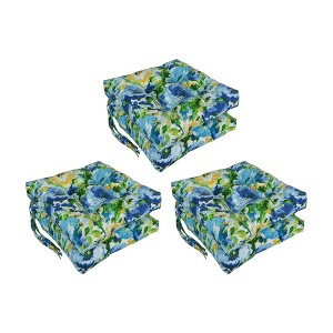 Blazing Needles, 16-inch Spun Polyester Patterned Outdoor Square Tufted Chair Cushions (Set of 6) - 1 of 2