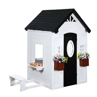 Zahara White and Black Wooden Playhouse with Kitchen