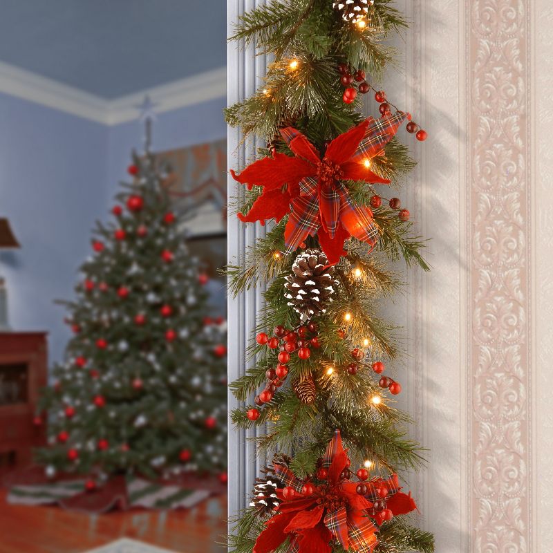 National Tree Company 9 ft. Tartan Plaid Garland with Battery Operated Warm White LED Lights, 3 of 6