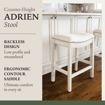 Elegant White Oak Saddle-Style Backless Counter Stool, Set of 3