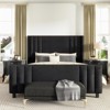 AMERLIFE Velvet Upholstered Platform Bed with Vertical Channel Tufted Headboard/Wingback - 2 of 4