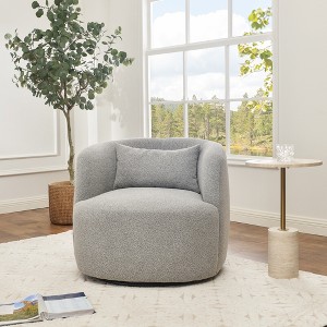 KINWELL 34" Poly Blend Boucle Fabric Upholstered Swivel Armchair - 1 of 4