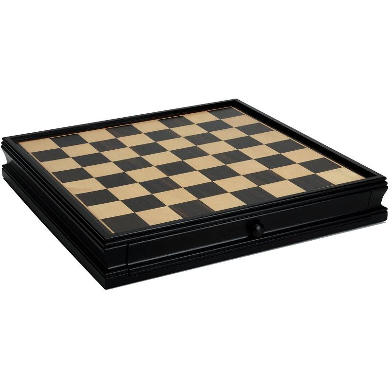 WE Games Medieval Chess & Checkers Game Set - Pewter Chessmen & Black Stained Wood Board with Storage Drawers 15 in., 4 of 6