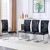 TopComfy Accent Chairs Set Of 4 Retro Alligator Skin Upholstered Dining Chairs Faux Leather Design For Dining Room, Black, 16.4"*22.4"*39.6" - 2 of 4