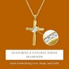 GILDED Small 14KT Yellow Gold Plated & Sterling Silver Natural Round-Cut Diamond Accent 3 Stone Cross Pendant with an 18 Inch Chain - 4 of 4