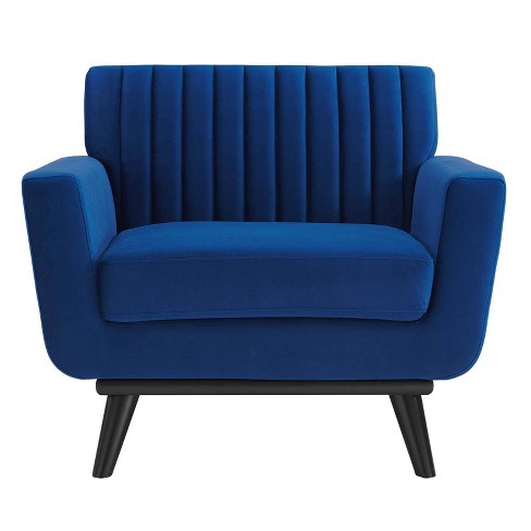 Engage Channel Tufted Performance Velvet Armchair Navy - Modway: Plush, Stain-Resistant & Rubberwood Legs - image 1 of 3