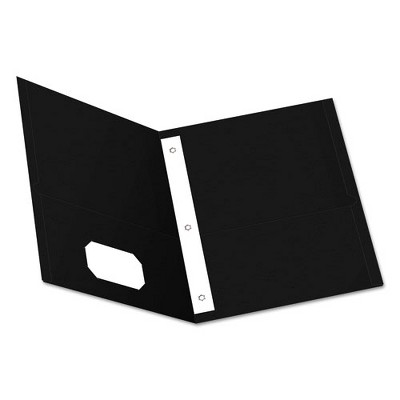 Oxford Twin-Pocket Folders with 3 Fasteners, 0.5" Capacity, 11 x 8.5, Black 25/Box