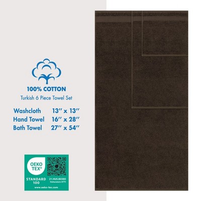 Luxury Brown Turkish Cotton 6-Piece Towel Set
