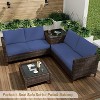 4-Piece Outdoor Patio Set, Rattan Wicker Sectional Furniture with Storage Box and Glass Top Table for Backyard - 3 of 4