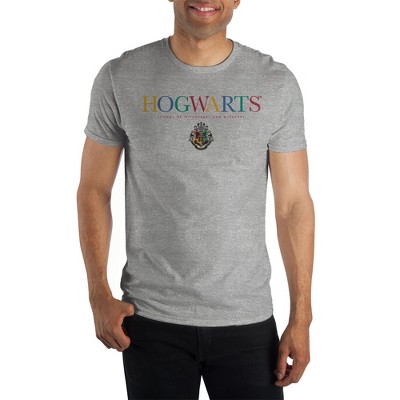Harry Potter Grey Mens Hogwarts Short Sleeve Shirt : Target