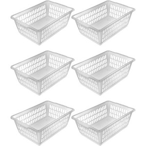 YBM HOME Plastic Perforated Storage Basket Bin Office Drawer, Shelf Desktop Countertop Tray Organizer, Pack of 6 - 1 of 2