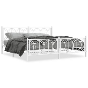 vidaXL King Metal Bed Frame with Headboard & Footboard, White, Steel, 81.5x78x35.4 Product Subtitle 50:Storage Space Breathable Support - 1 of 4
