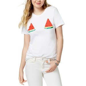 Carbon Copy Womens Watermelon Graphic T-Shirt, White, X-Large - 1 of 1