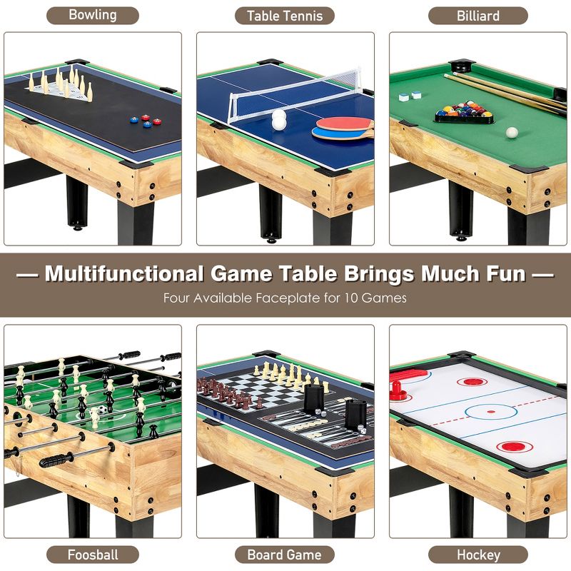 Costway 10-in-1 Combo Game Table Set, Multi Game Table for Home, Game Room, 3 of 11
