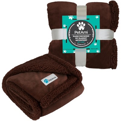 Large Brown Waterproof Reversible Sherpa Dog Blanket