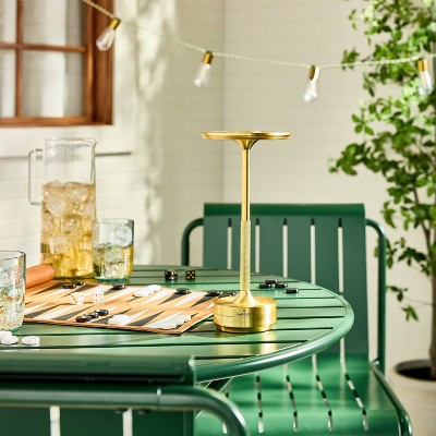 Brushed Brass Portable LED Tabletop Lamp with Rechargeable Battery