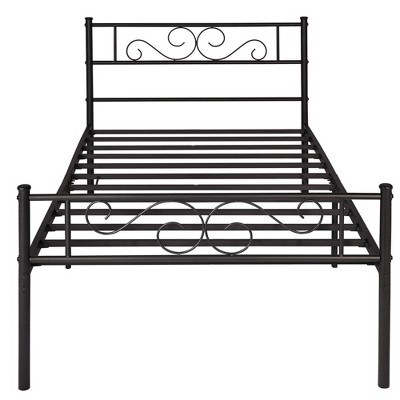 VECELO Metal Platform Bed Frame Simple Mattress Foundation with Vintage Headboard & Footboard