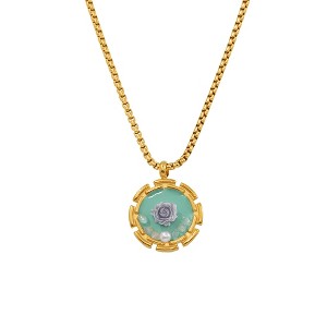 Rose Pendant Necklace for Women - HTUTWOO™ Artistic Oil-Paint Pendant Necklace, Adjustable, for Mother, Daughter, Sister, Friends and Everyday Wear - 1 of 4