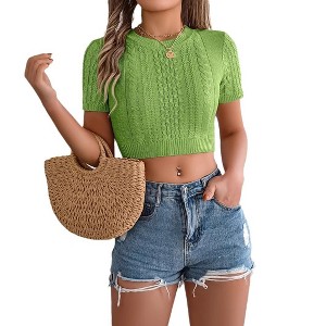 Clearlove Women's Short Sleeve Cardigan Knit Shrug Button Down Lightweight - 1 of 4