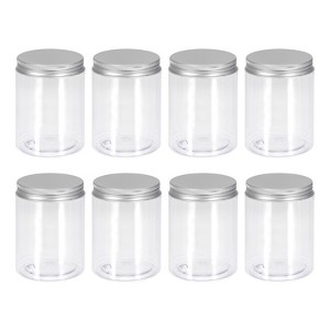 Unique Bargains Aluminum Lid Food Storage Containers Round Clear Plastic Jars 8 Pcs - 1 of 4