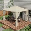Resenkos Outdoor Garden Gazebo, Sunshade Gazebo Canopy,9.6' x 11.6' Patio Gazebo Outdoor Canopy Shelter with 2-Tier Roof and Netting, Cream White - 3 of 4
