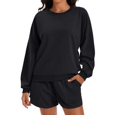 ATHLECHIC Women's Outfits Batwing Sleeve Oversized Sweatsuit Casual Fall Tracksuit Short 2 Pieces Sets